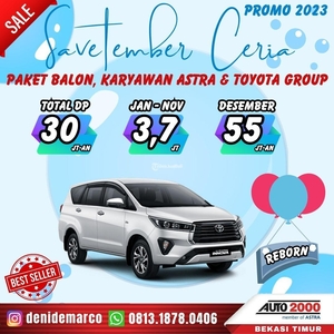 Promo Toyota Innova Reborn 2023 Paket Balon Astra dan Toyota Group DP 30 Juta - Bekasi Kota
