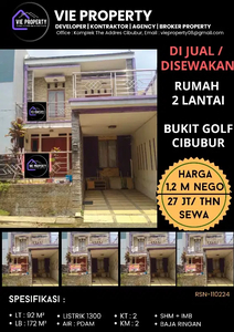 DIJUAL CEPAT NEGO SAMPE DEAL Rumah 2 lantai siap huni di Bukit Golf