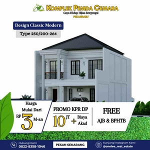 Rumah Dijual 2 Lantai Desain Classic Di Arengka Pekanbaru