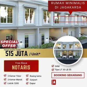 Rumah Murah Minimalis 2-lantai Jakarta Selatan Akses Mobil, Free SHM