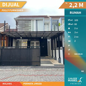 Dijual Rumah Full Furnish Kawasan Eksklusif di Permata Jingga Malang