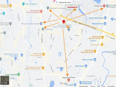 DISEWAKAN RUMAH CLUSTER 3-KT 1-KM DAPUR LUAS 2-CARPOT DEKAT UI Stasiun