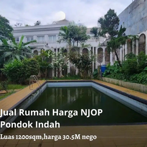 Jual Rumah harga NJOP at Pondok Indah Luas 1200sqm,harga 30.5M nego