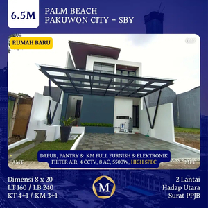 Rumah Baru Mewah Pakuwon City Palm Beach 2Lt Cluster Depan dkt Mall