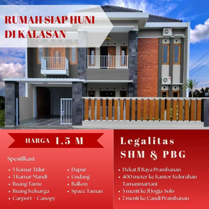 Rumah Cantik 2 Lantai Siap Huni di Jl LPMP Tamanmartani Kalasan