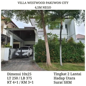 Rumah Pakuwon City Villa Westwood Jalan Lebar Cluster Depan dkt Mall