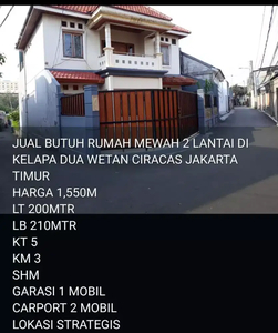 Dijual Butuh Rumah Siap Huni Jakarta timur
