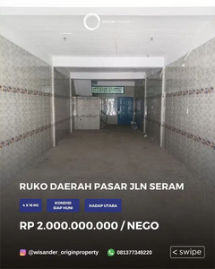 Dijual Ruko Usaha Strategis Daerah Pasar Inti Kota Medan Jln Seram