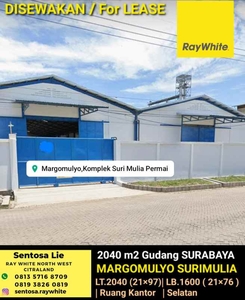 Disewakan 2040 M2 Gudang Di Margomulyo Suri Mulia - Surabaya Kantor