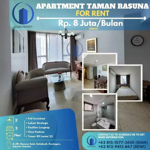For Rent, Apartment Taman Rasuna, 2 BR, Full Furnished, Siap Huni
