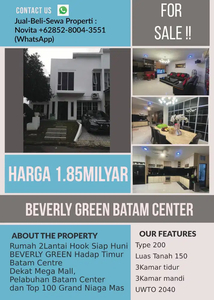 Hook Siap Huni BEVERLY GREEN Hadap Timur Batam Centre.