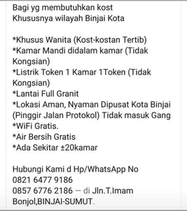 Kost Tertib Khusus Wanita