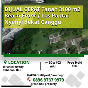 Beach front land for sale in canggu