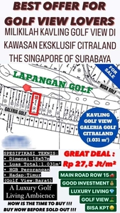 DIJUAL KAVLING GOLF VIEW GALERIA GOLF CITRALAND LUXURY LIVING