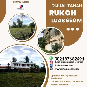 Dijual Tanah Luas 650 m Di Gp. Rukoh Kecamatan Syiah Kuala Banda Aceh