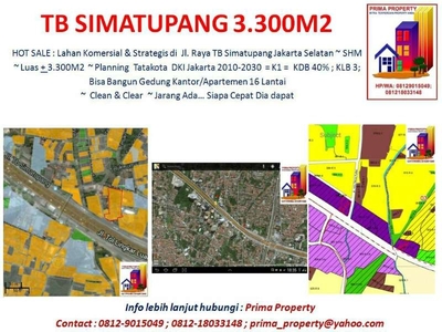 Lahan Komersial & Strategis (3300) TB Simatupang by. Prima Property