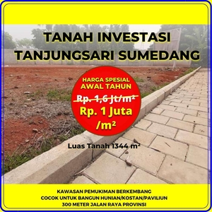 Luas 1344 m2 Tanah Tanjungsari SHM Cocok Bangun Hunian
