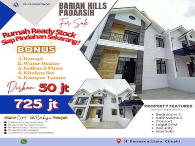 Rumah Ready Stock Unit Terakhir di Komplek Barian Hills, Sayap Permana