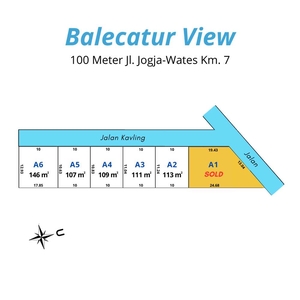 Tanah Murah Jogja, 100 Meter Jl. Nasional Jogja-Wates KM.7, luas 1113