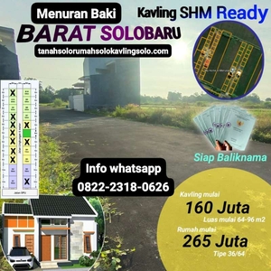 Tanah Solo Baru Tanah Baki sertifikat ready Rumah Baki