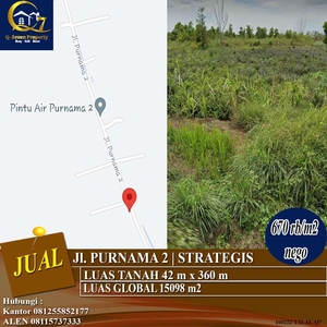 Tanah Strategis Jl. Purnama 2, Pontianak, Kalimantan Barat
