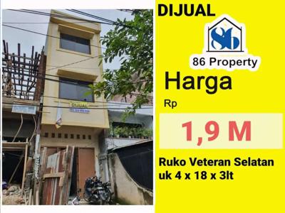 Dijual ruko 3 lantai jalan poros veteran selatan