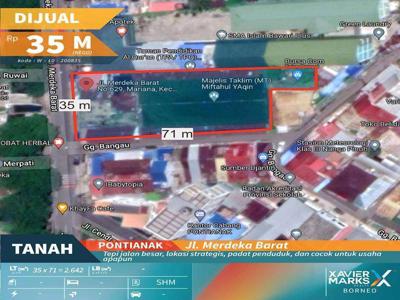 Dijual tanah Jl Merdeka Barat, Pontianak