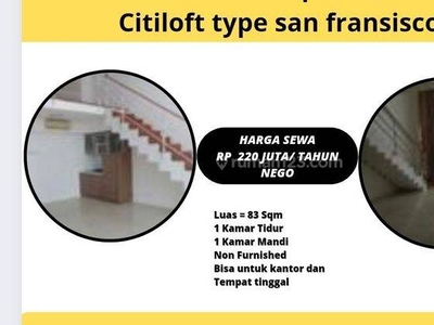 Disewakan Apartemen cityloft type san fransisco Apartemen Cityloft Sudirman Bagus Unfurnished