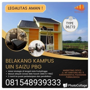 Jual Rumah Tipe 36/72 2KT 1KM diPerumahan - Purbalingga