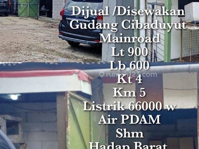 Jual Sewa Gudang Mainroad Cibaduyut Bandung Gudang di cibaduyut, Cibaduyut 600 m² SHM - Sertifikat Hak Milik