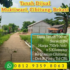 Tanah Dijual Cibitung Bekasi, dekat stasiun Cibitung dan rencana Pintu