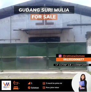 Dijual Gudang Suri Mulia Dekat Pintu Total