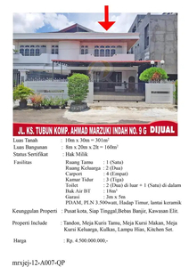 Dijual Rumah Mewah Jalan KS Tubun Komp Ahmad Marzuki dekat Sekolahan