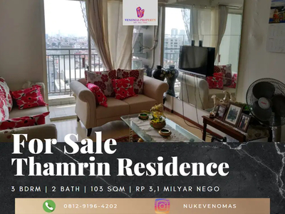 For Sale Apartement Thamrin Residence 3BR Low Floor Full Furnished