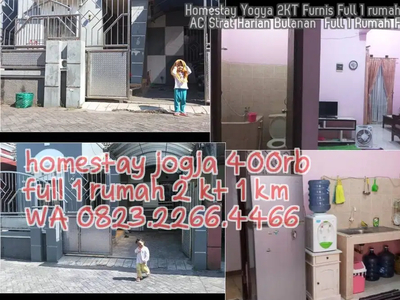 Homestay Yogya 2KT Furnis Full 1 rumah Wisuda AC Strat Harian Bulanan