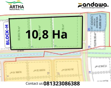 Kavling Industri 10 Ha ready to build kawasan Artha Hill Karawang