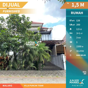 Rumah Dua Lantai di Villa Puncak Tidar Kota Malang