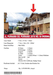 Rumah Jual Komplek Purnama Jaya