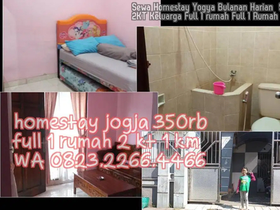 Sewa Homestay Yogya Bulanan Harian Strtegis 2KT Keluarga Full 1 rumah