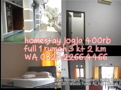 Sewa Homestay Yogyakarta Harian Bulanan Terminal 3KT Wisuda Furnis AC