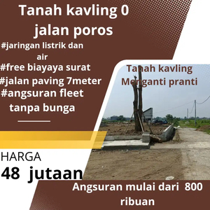 Tanah kavling strategis murah.0 jalan poros