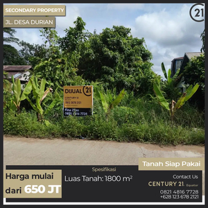 Tanah Siap Pakai di Jalan Desa Durian