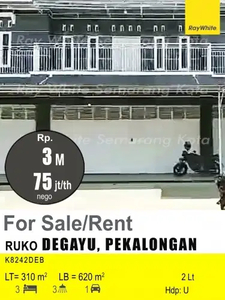 DIJUAL DAN DISEWAKAN RUKO DI PEKALONGAN K8242