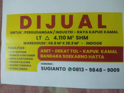 Dijual Pabrik Pergudangan