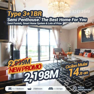 Dijual Semi Penthouse Apartemen Sky House BSD 3 Kamar Tidur (3+1BR)