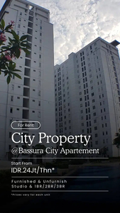 Disewakan Mulai 20jt/Thn Studio Unfurnish di Bassura City - B121