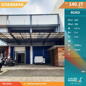 Disewakan Ruko Lokasi Strategis di Jl Tumenggung Suryo Malang