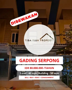 DISEWAKAN
CLUSTER ARCADIA VILLAGE GADING SERPONG