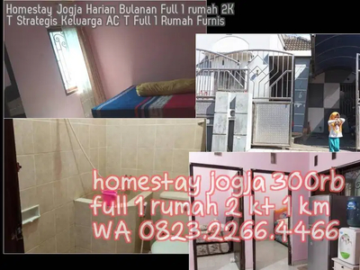 Homestay Jogja Harian Bulanan Full 1 rumah 2KT Strategis Keluarga AC T
