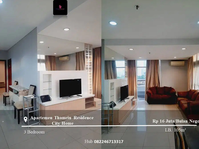 Sewa Apartement Thamrin Residence City Home Low Floor 3BR Furnished